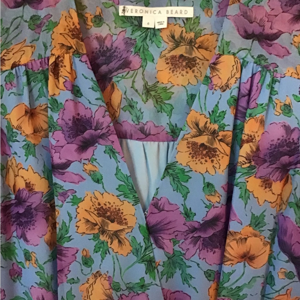 Veronica Beard Lavender Dress with Purple and Mustard Floral Print